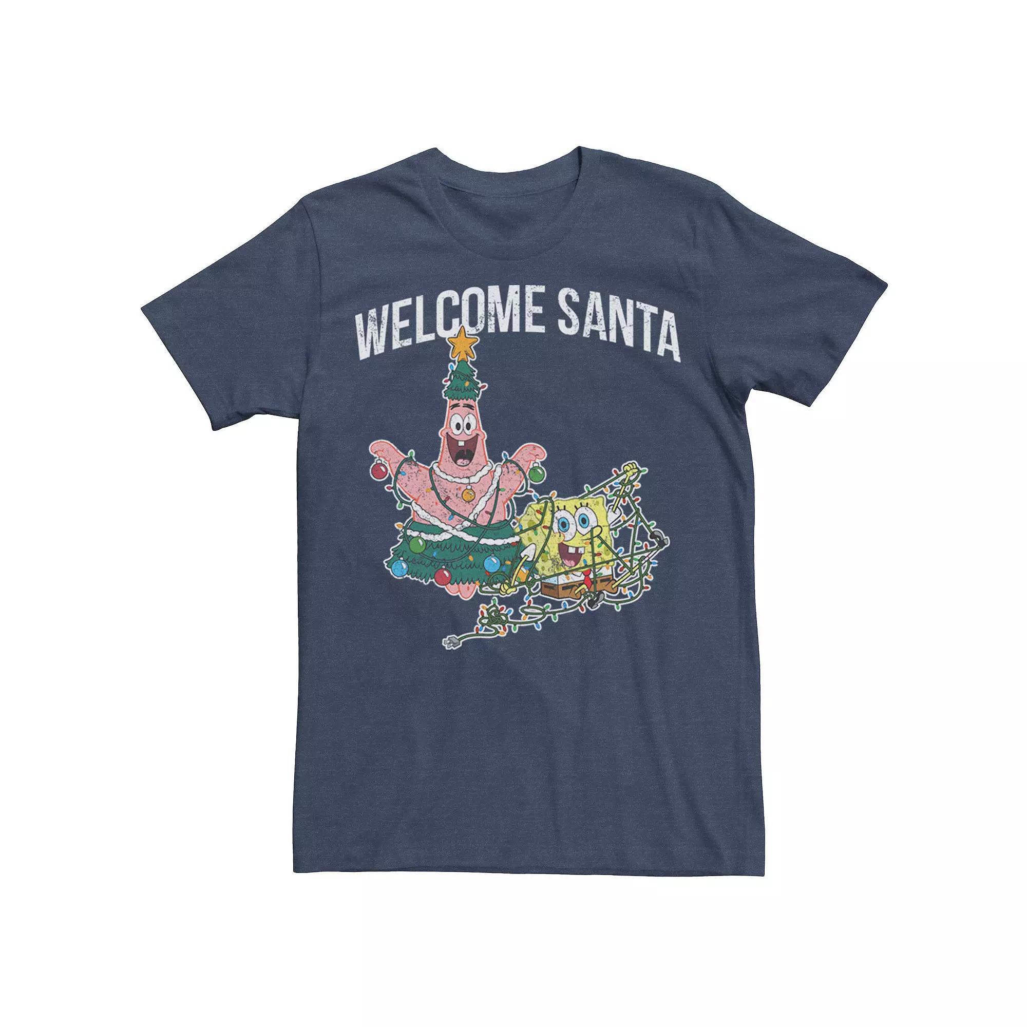 Men's Spongebob Squarepants Patrick Welcome Santa Tee, Size: XXL, Royal Product Image