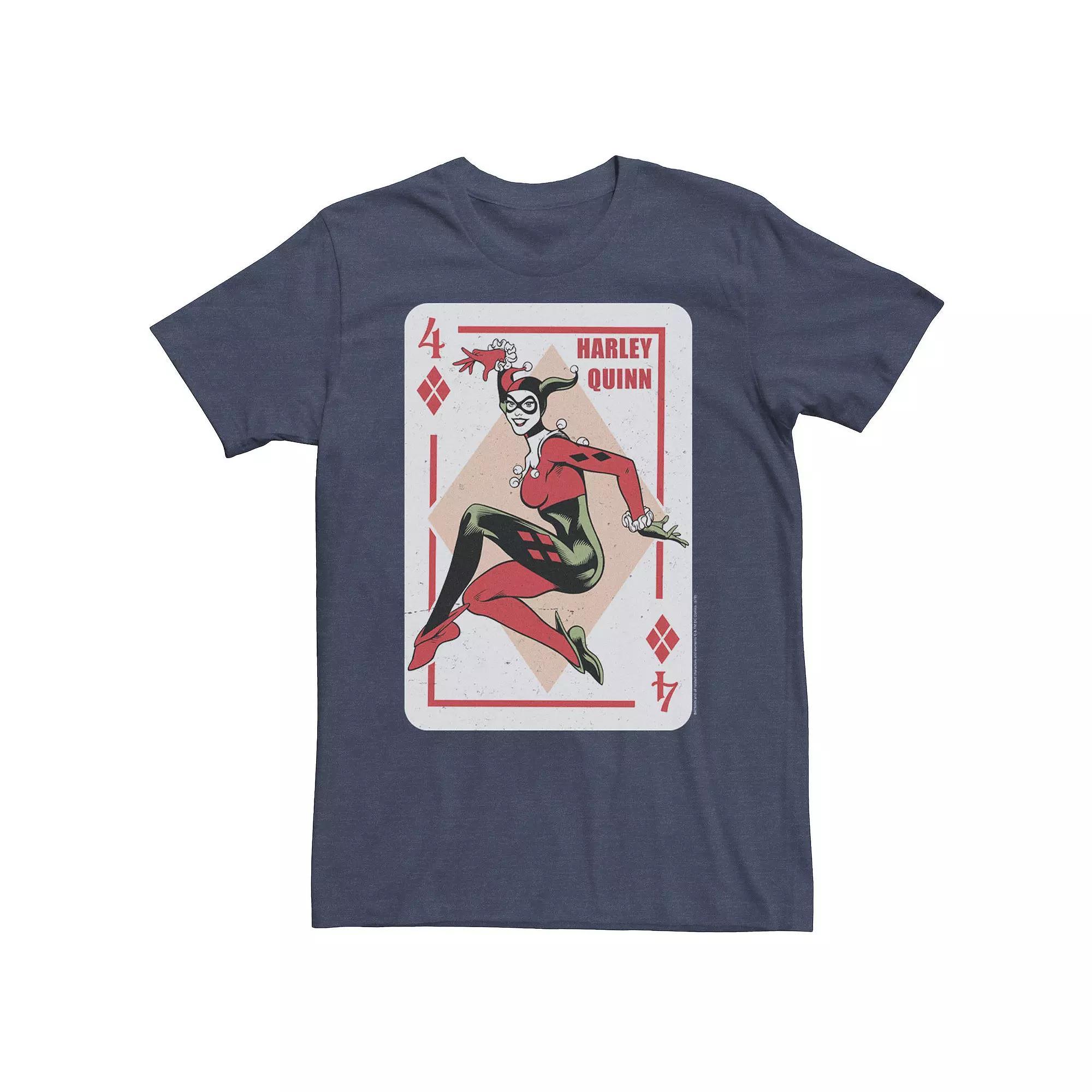 Big & Tall DC Comics Batman Harley Quinn Playing Card Tee, Men's, Size: XL Tall, Black Product Image