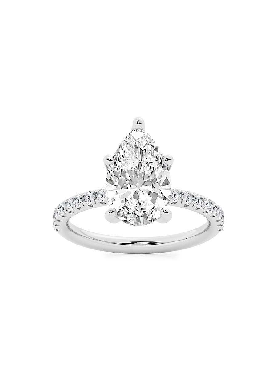 Womens Platinum & Pear-Cut Lab-Grown Diamond Hidden Halo Ring/0.80-3.41 TCW Product Image