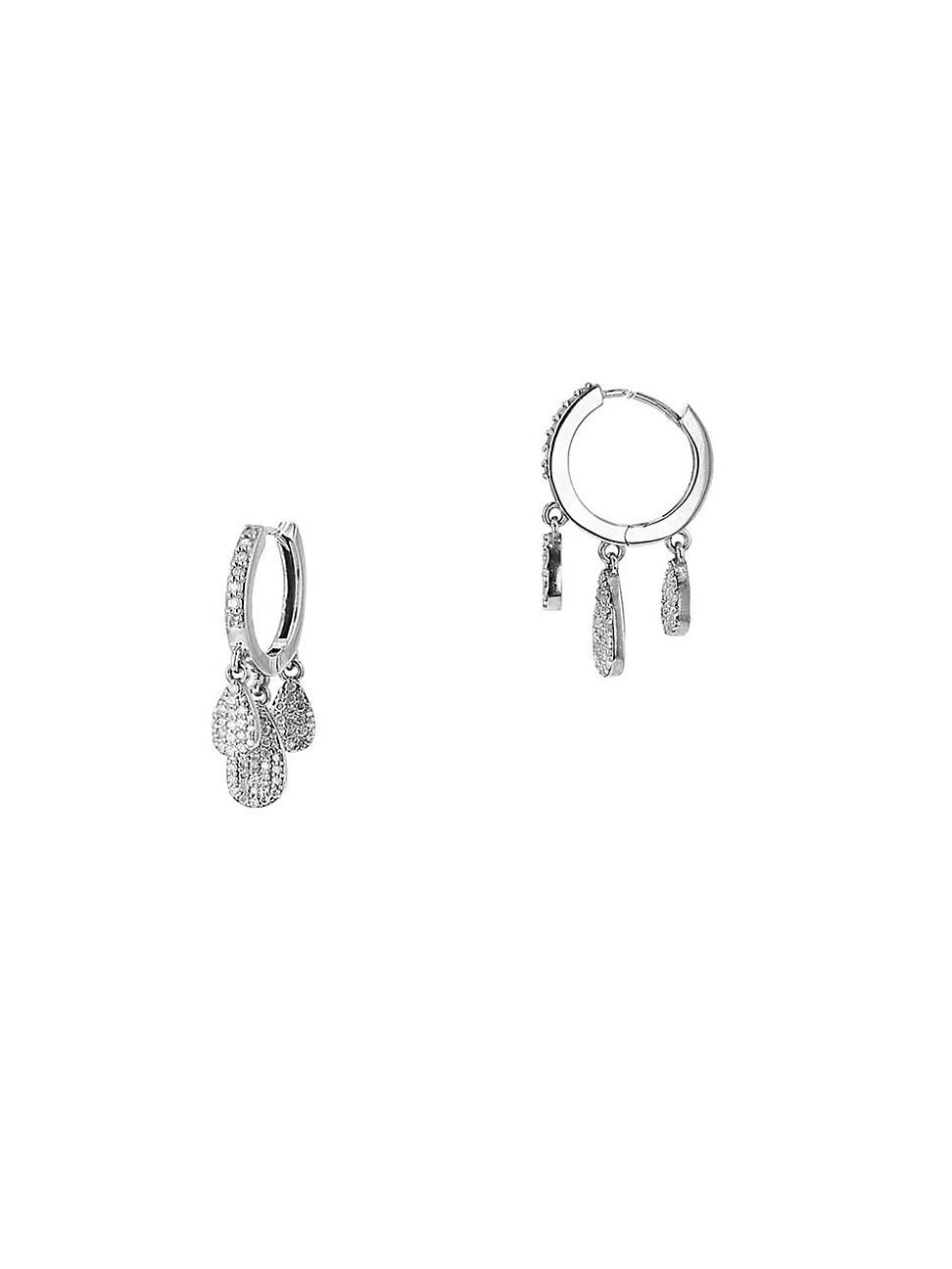 Womens Shaker Sterling Silver & 0.34 TCW Diamond Huggie Hoop Earrings Product Image