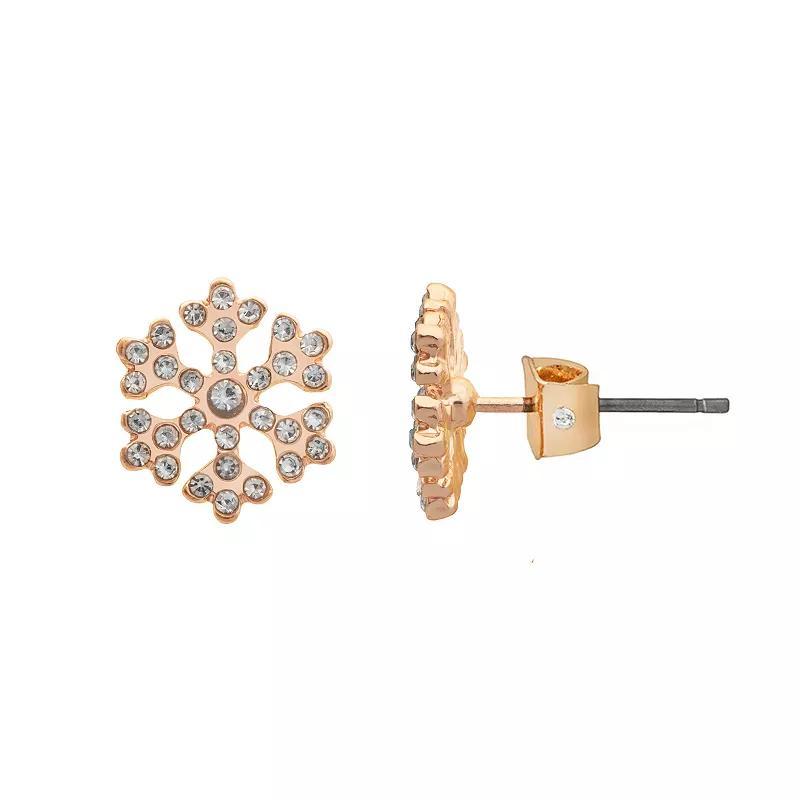 LC Lauren Conrad Gold Tone Crystal Snowflake Stud Earrings, Womens Product Image