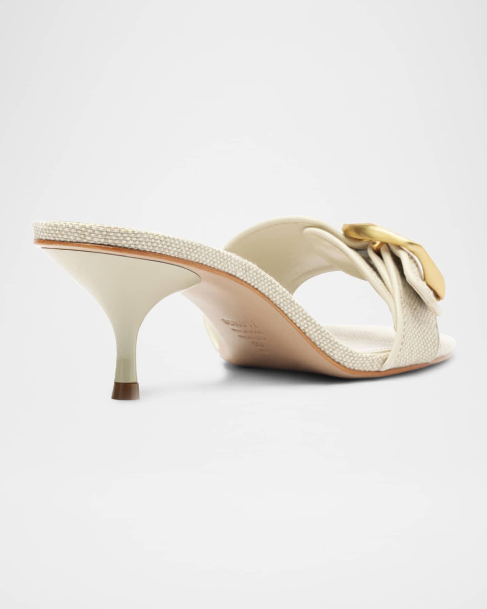 Olga Linen Buckle Slide Sandals Product Image