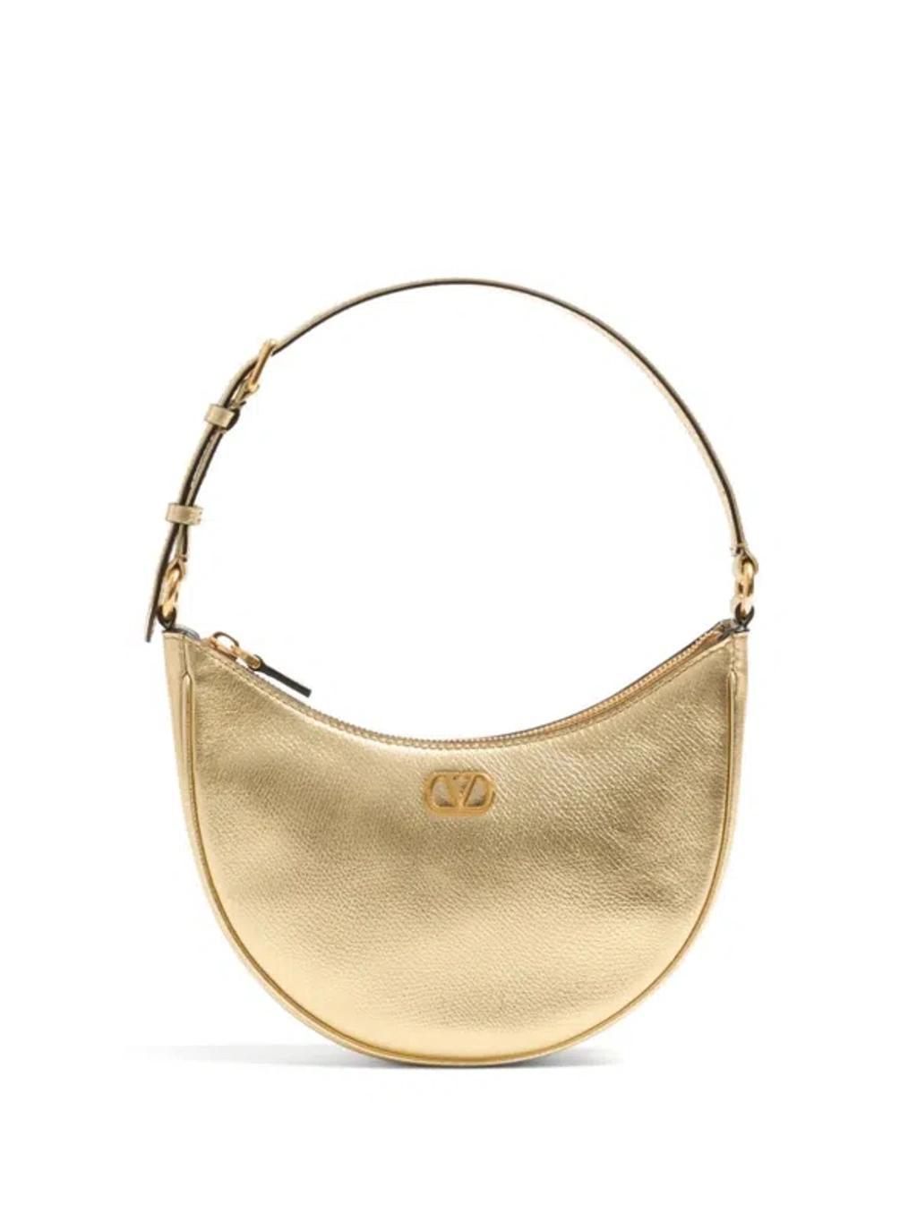 VALENTINO GARAVANI Logo-plaque Leather Mini Bag In Antique Brass Product Image