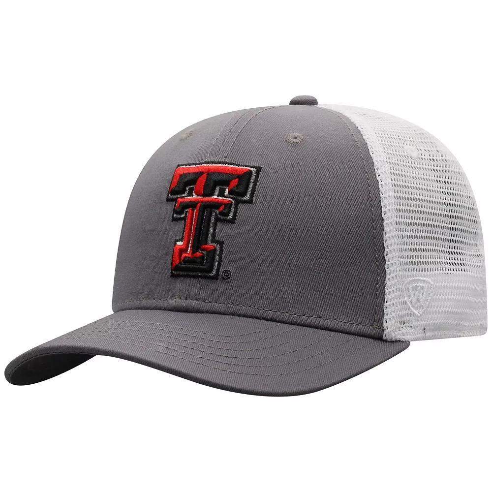 Men's Top of the World Gray/White Texas Tech Red Raiders Victory Baseline Trucker Adjustable Hat, Grey Product Image