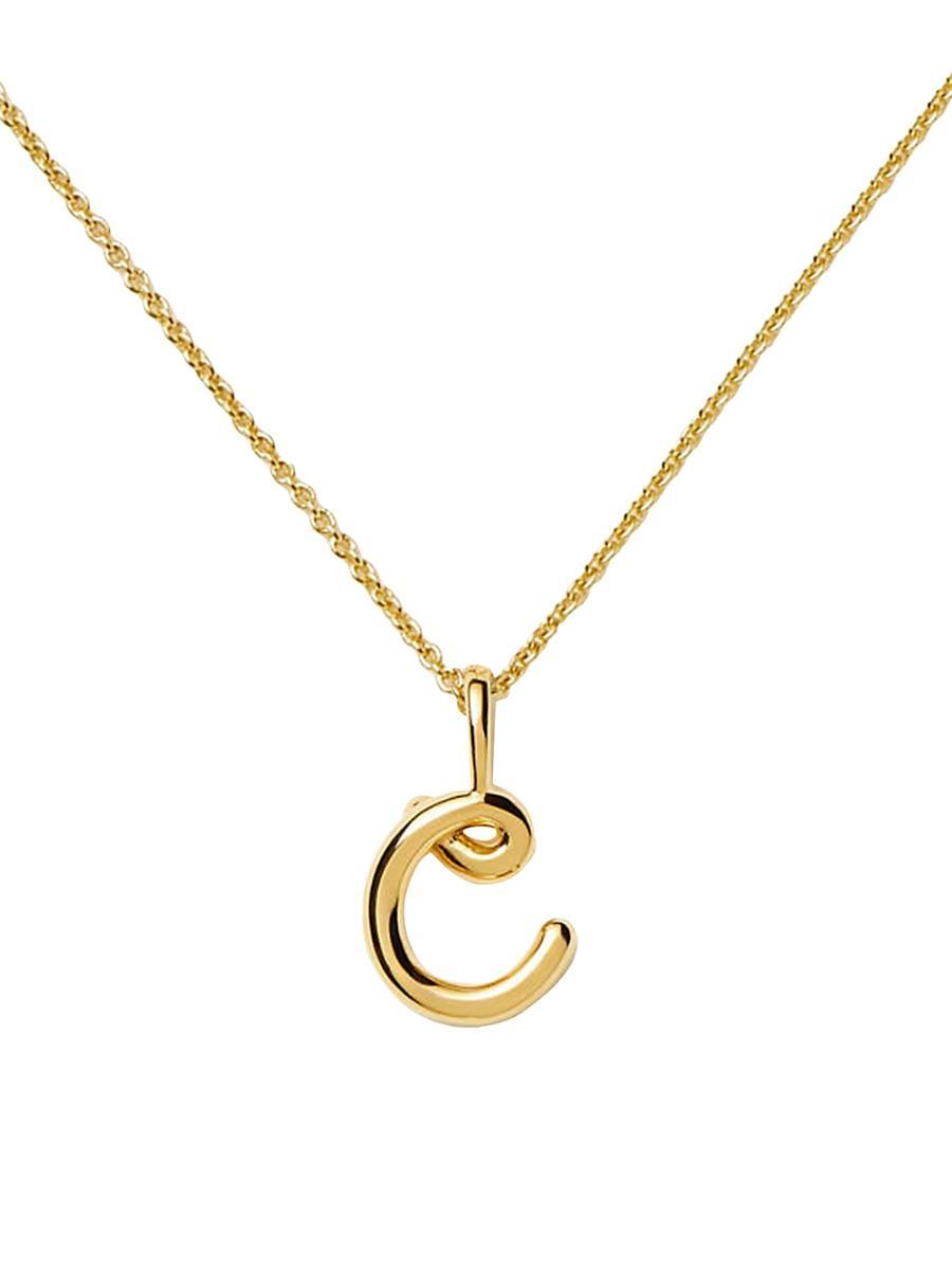 Womens 18K Gold Vermeil Curly Molten Mini Initial Necklace Product Image