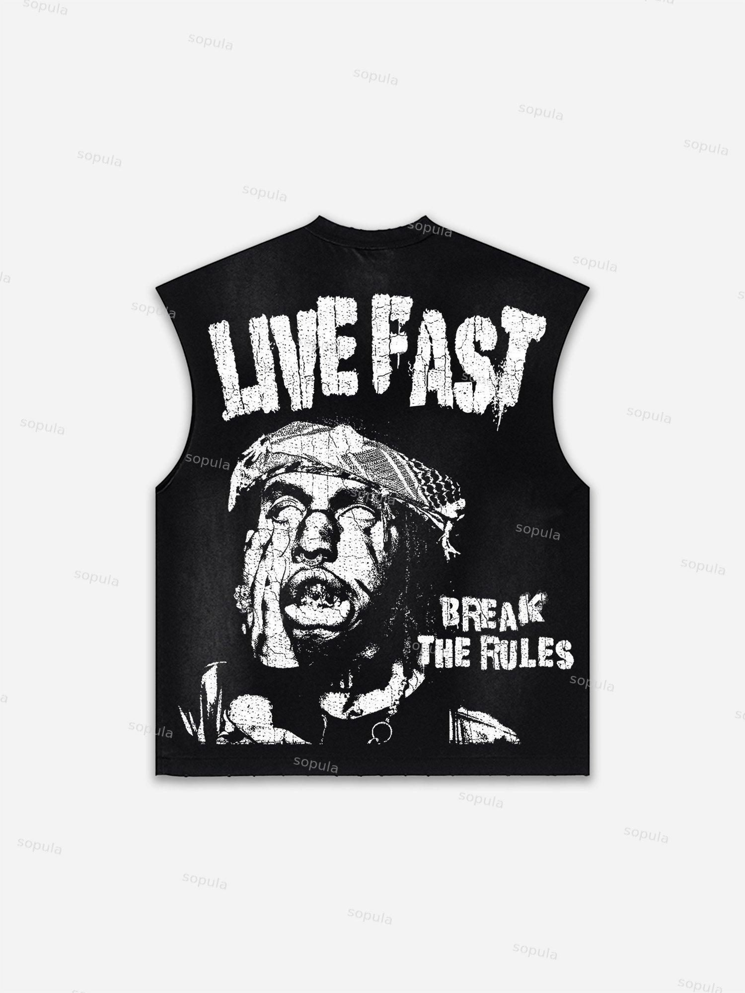 Captivity Live Free Or Die Print Distressed Tank Top Product Image
