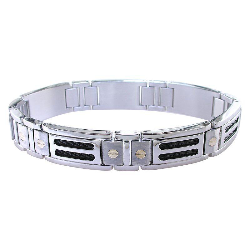 LYNX Stainless Steel & 10k Gold Bracelet, Mens, Silver Product Image