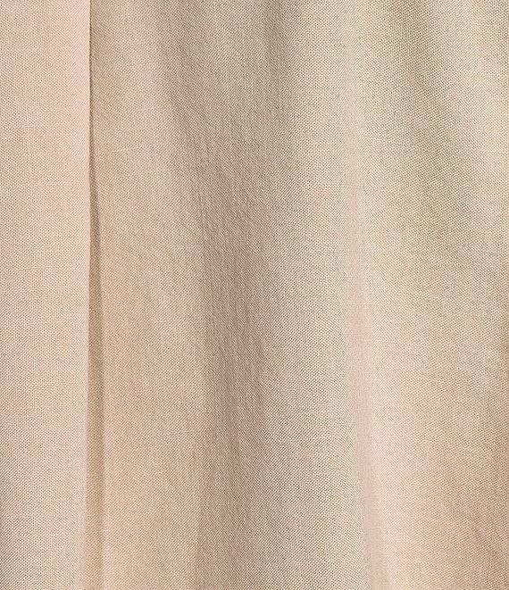 Cloth & Stone Woven Trimmed Short Roll Cuff Sleeve Point Collar Button Tie Front Top Product Image