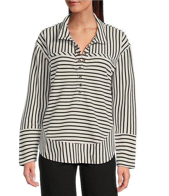 APNY Henley Grommet Placket Collar Long Sleeve Top Product Image