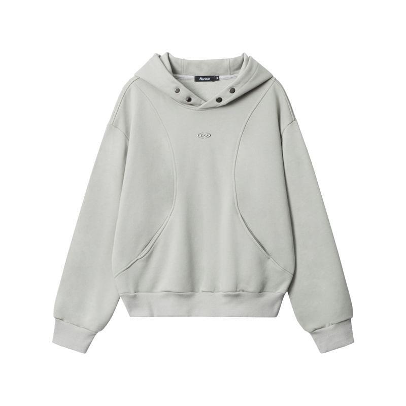 Long Sleeve Studded Plain Loose-Fit Hoodie Product Image