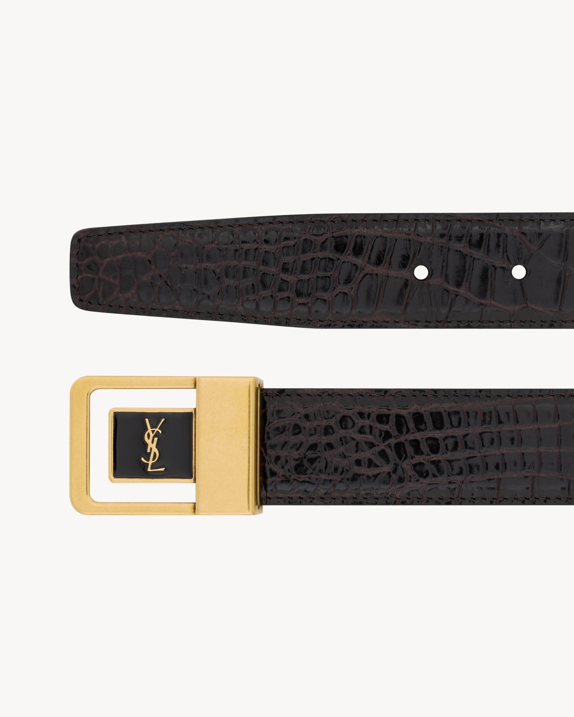 LA 66 buckle belt in crocodile-embossed leather Product Image