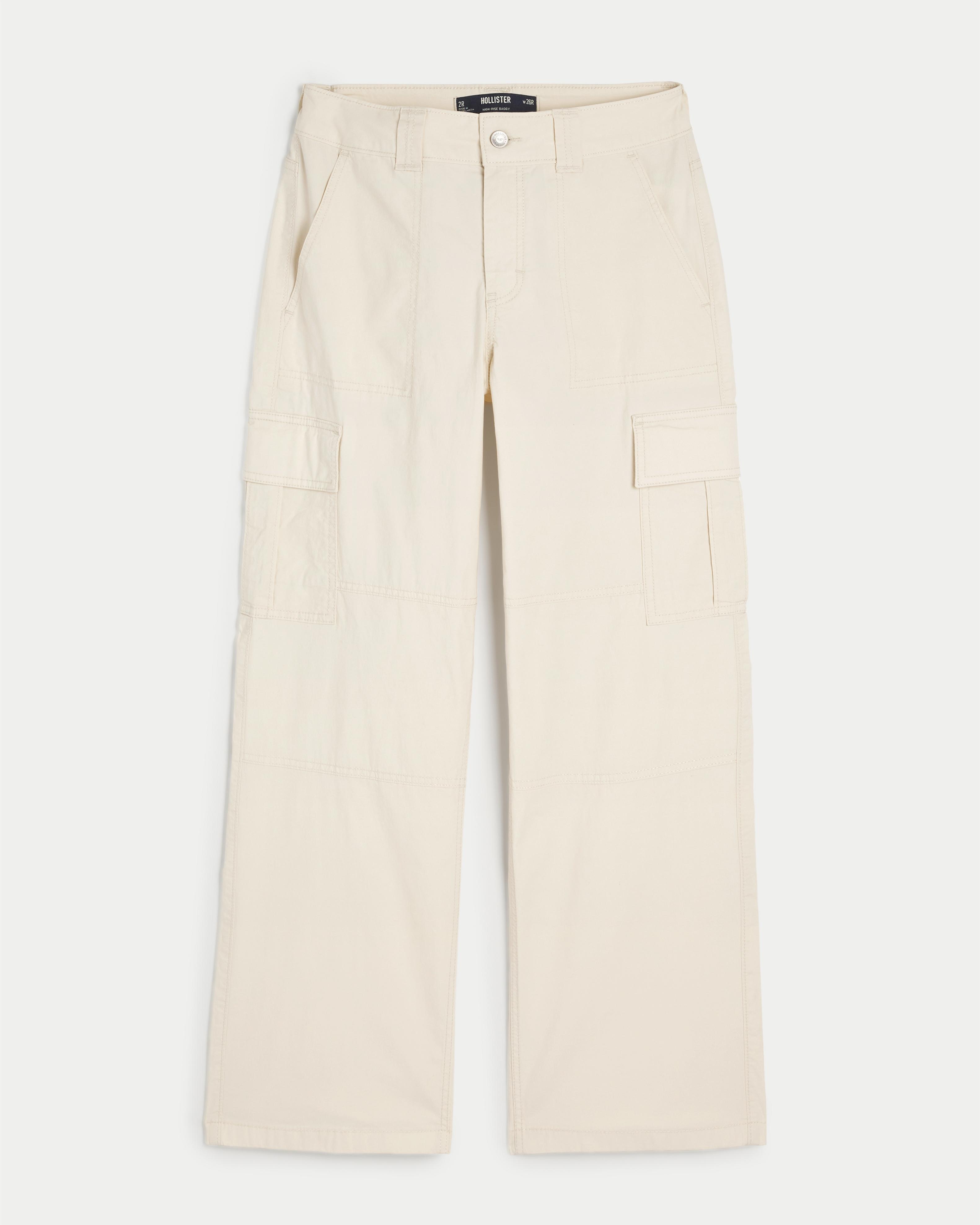 High-Rise Poplin Baggy Cargo Pants Product Image