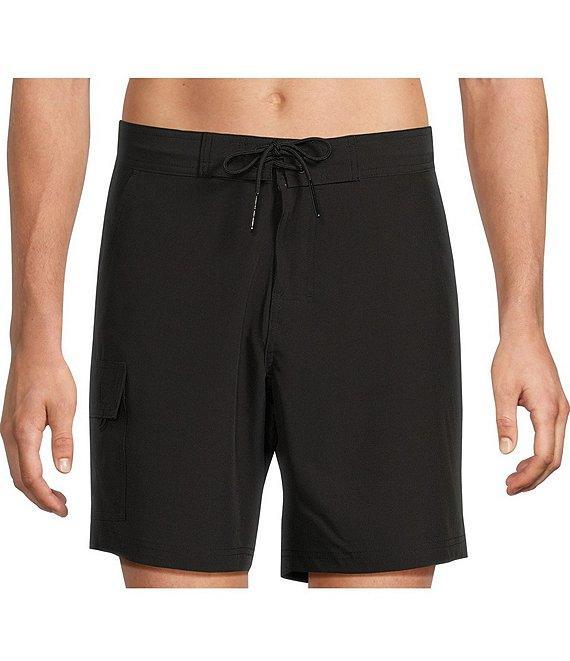 Caribbean Big & Tall Coastal Cargo 8#double; Inseam Solid Swim Trunks Product Image