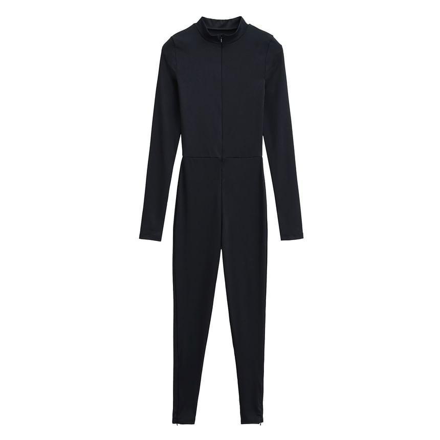 Long-Sleeve Plain Jumpsuit  Product Image