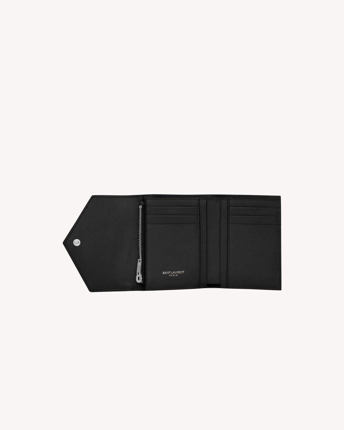 CASSANDRE MATELASSÉ compact tri fold wallet in grain de poudre leather | Saint Laurent | YSL.com Product Image