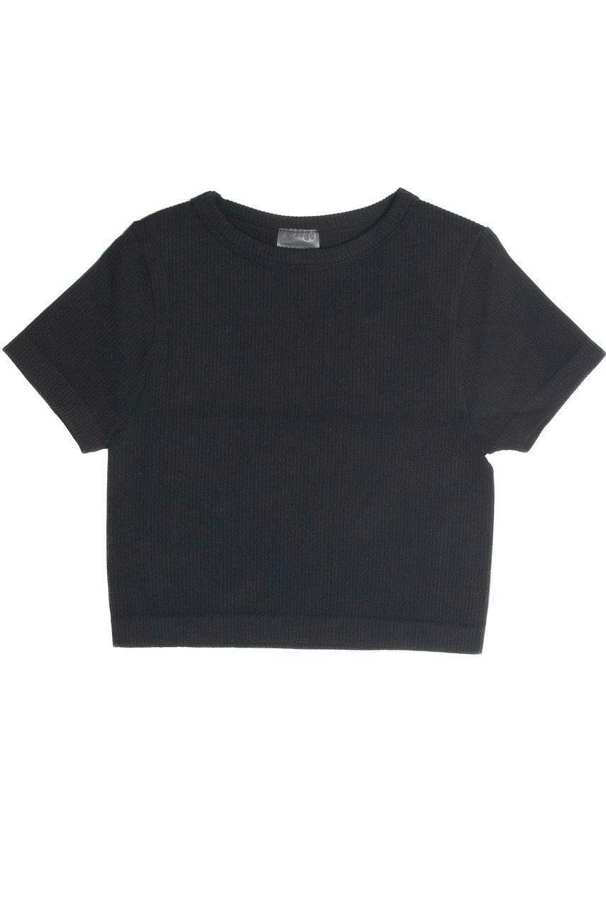 Black Seamless Crop Shirt Product Image