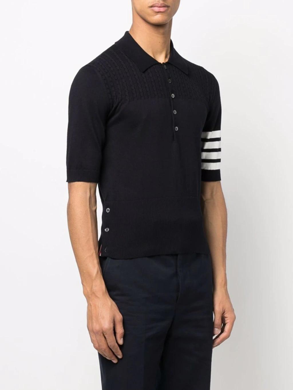 THOM BROWNE 4-bar Jersey Polo Shirt In Blue Product Image