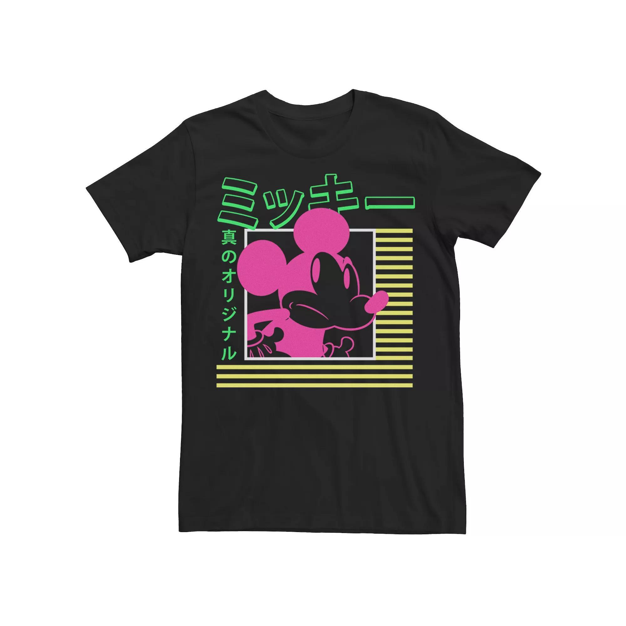 Disney's Mickey Mouse Vintage Kanji Neon Portrait Men's Tee,  Product Image