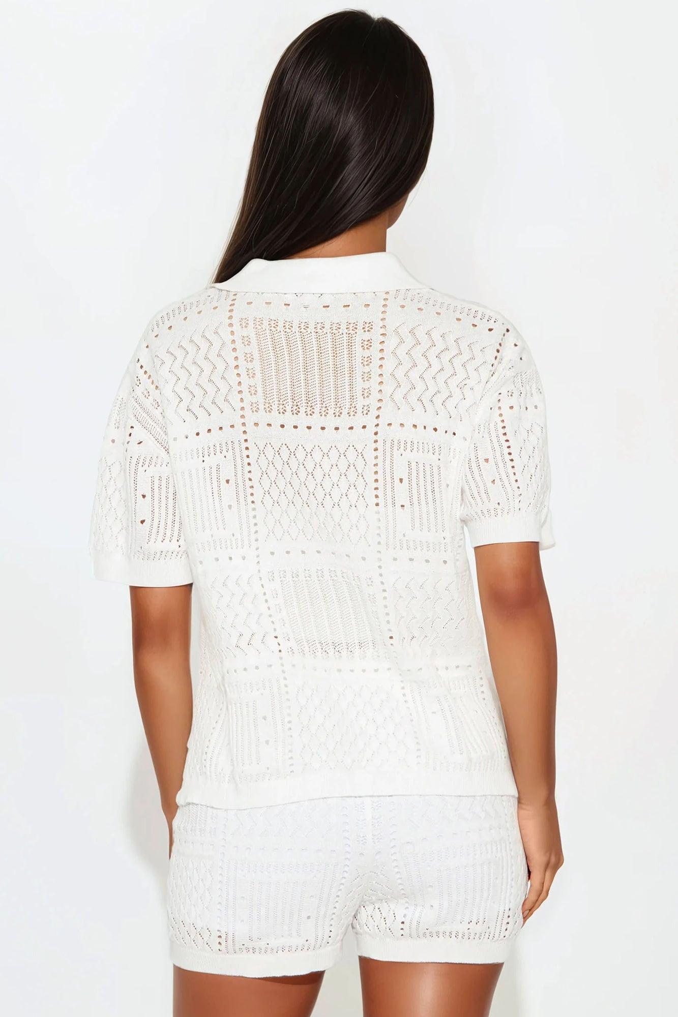 Hazel Crochet Short Set - White Product Image
