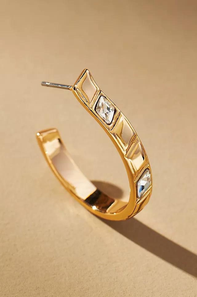 Small Ribbed Crystal Hoop Earrings Product Image