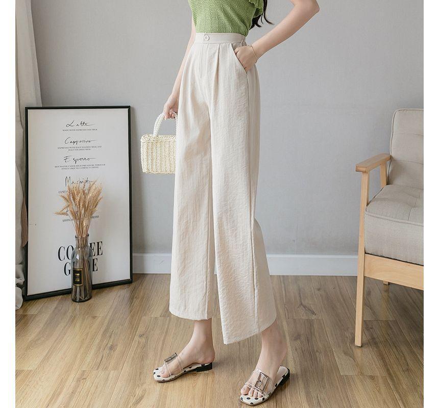 High Waist Plain Wide Leg Pants Product Image