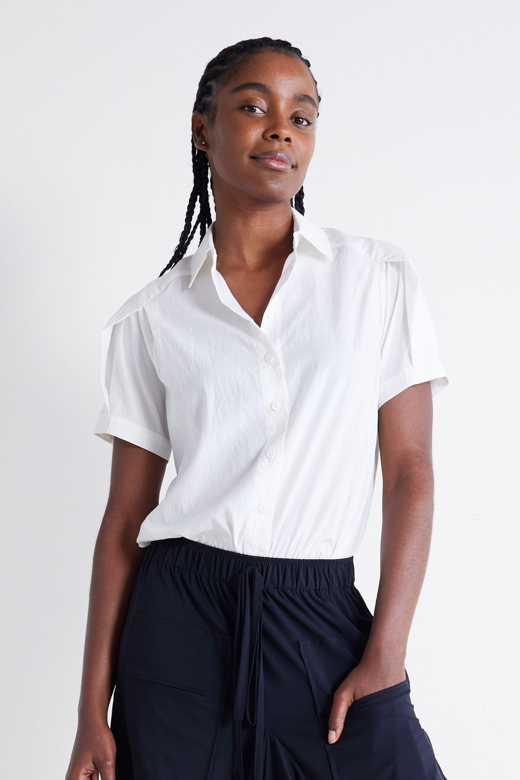 Shoulder Box Pleat Light Poplin Blouse Product Image