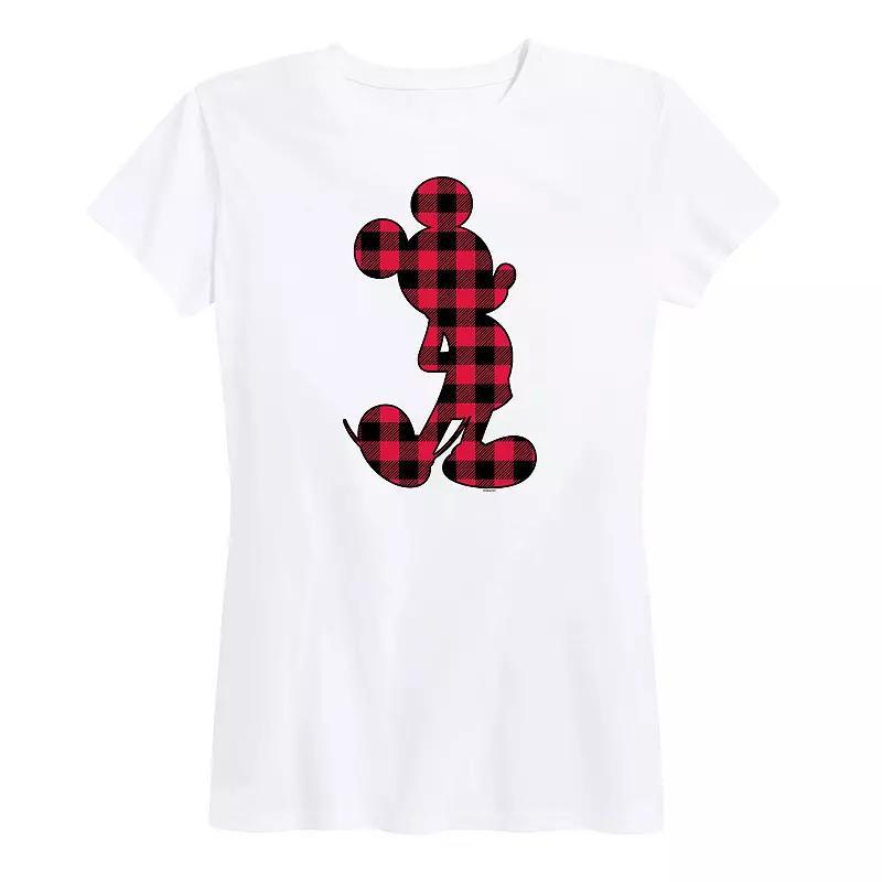 Disney's Mickey Mouse Women's Plaid Graphic Tee, Size: Large, White Product Image