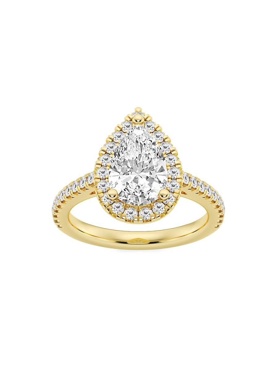 Womens 14K Yellow Gold & Pear-Cut Lab-Grown Diamond Halo Ring/1.30-3.60 TCW Product Image