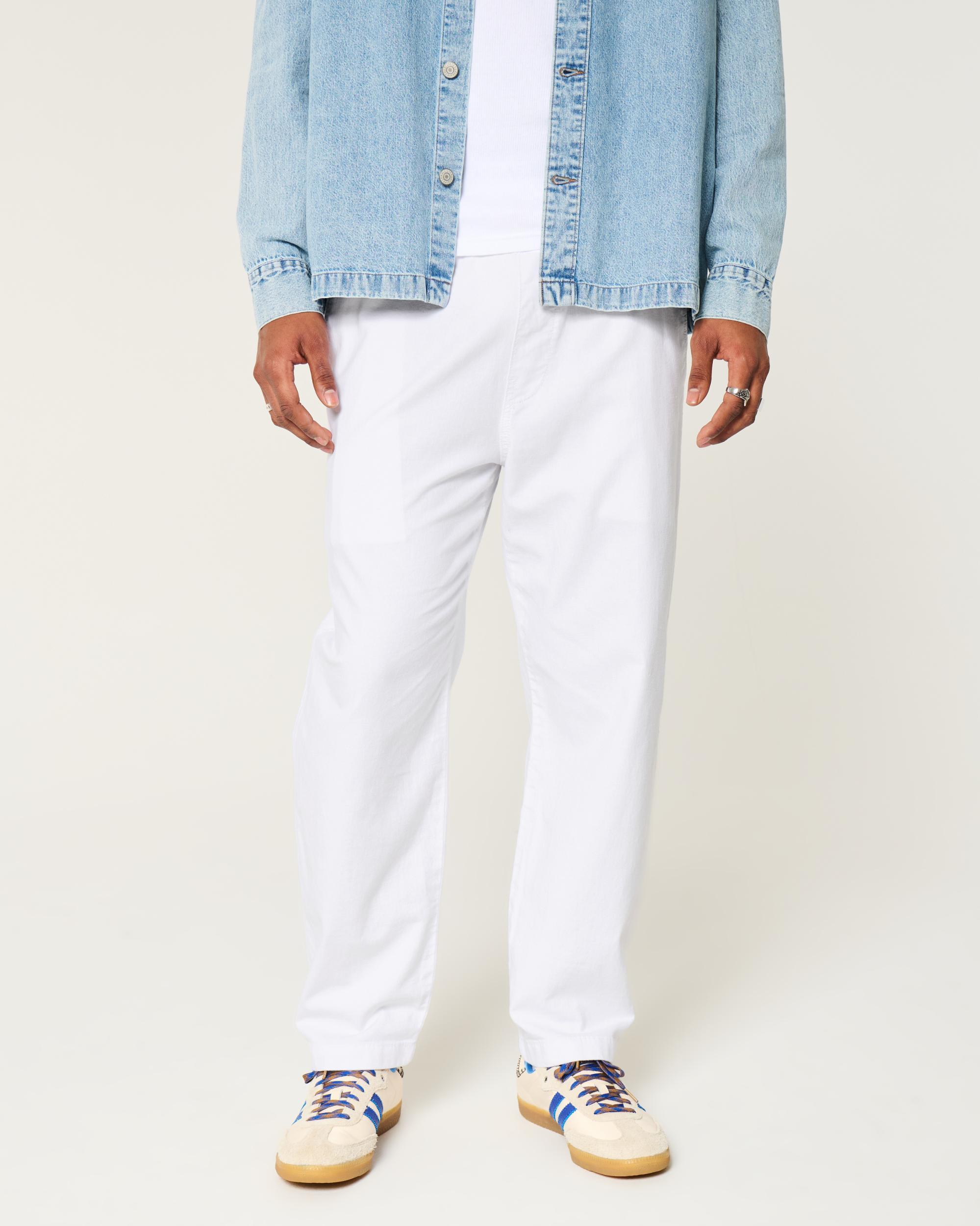 Linen-Blend Loose Pull-On Pants Product Image