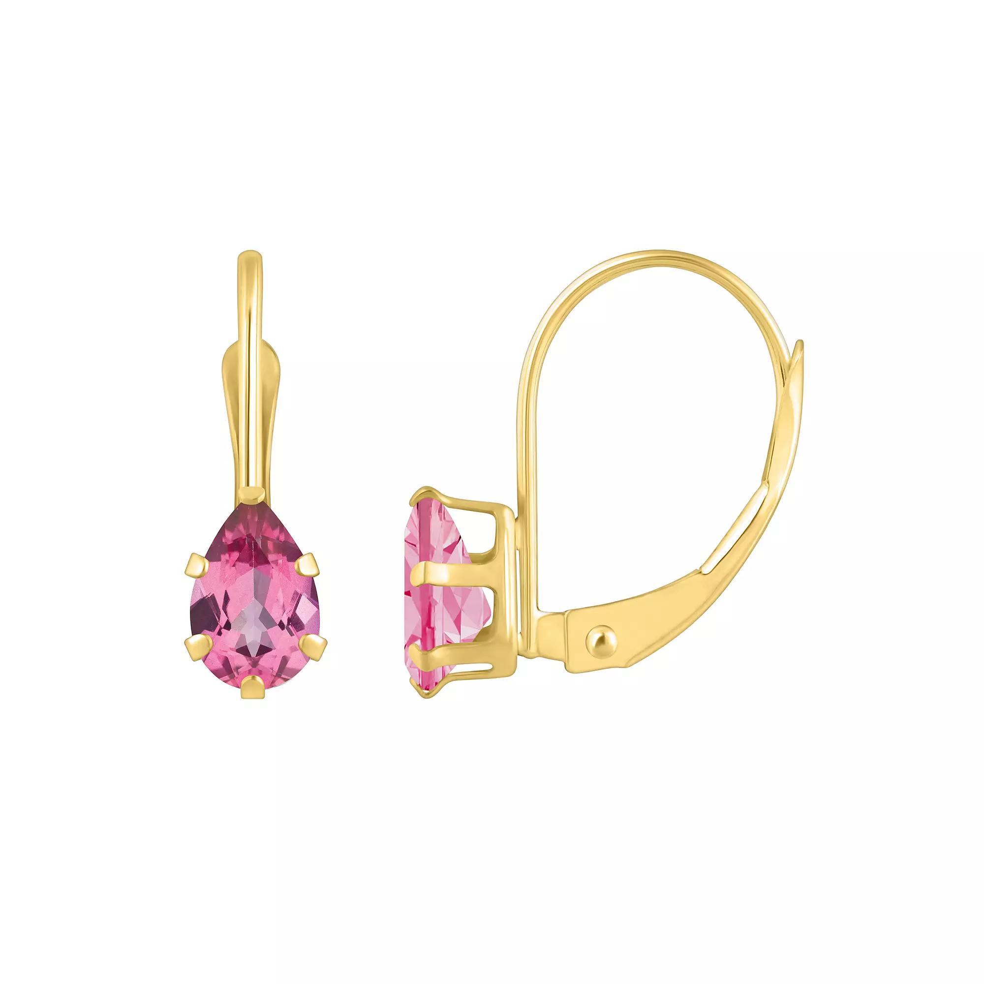 Celebration Gems 10k Gold Pear Shape Pink Topaz Leverback Earrings, Women's, 10k White Gold Product Image