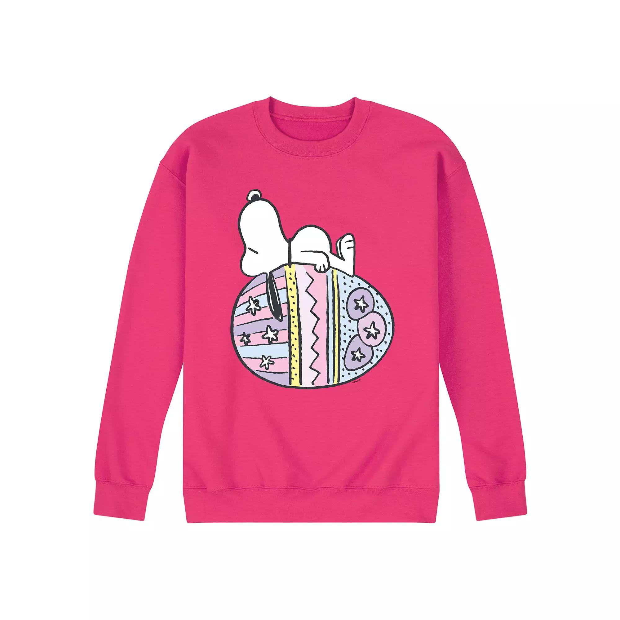 Men's Peanuts Snoopy Easter Egg Fleece Sweatshirt, Size: Medium, Pink Product Image