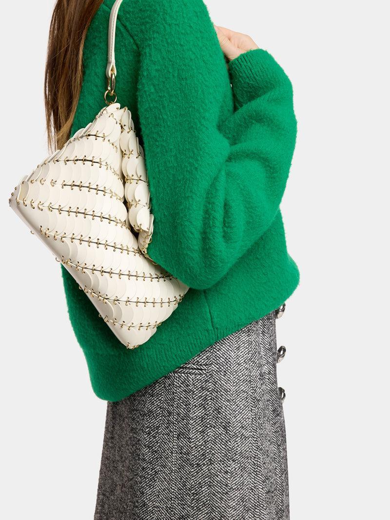 CREAM PACO SHOULDER CLUTCH IN CALFSKIN LEATHER Product Image