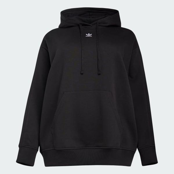 adidas Essentials Oversized Fleece Hoodie (Plus Size) Black 1X Womens Product Image
