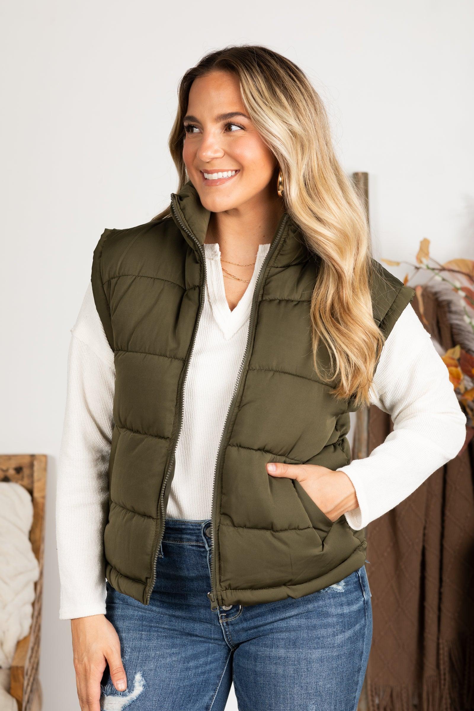 High Neck Casual Comfy Puffer Vest Product Image