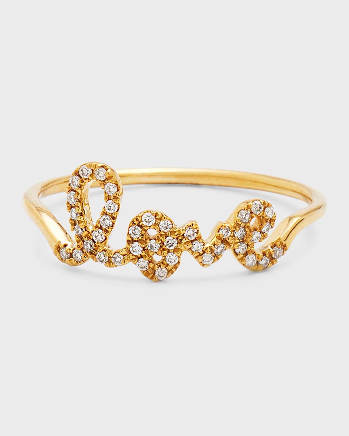 14k Gold Diamond Love Script Ring Product Image