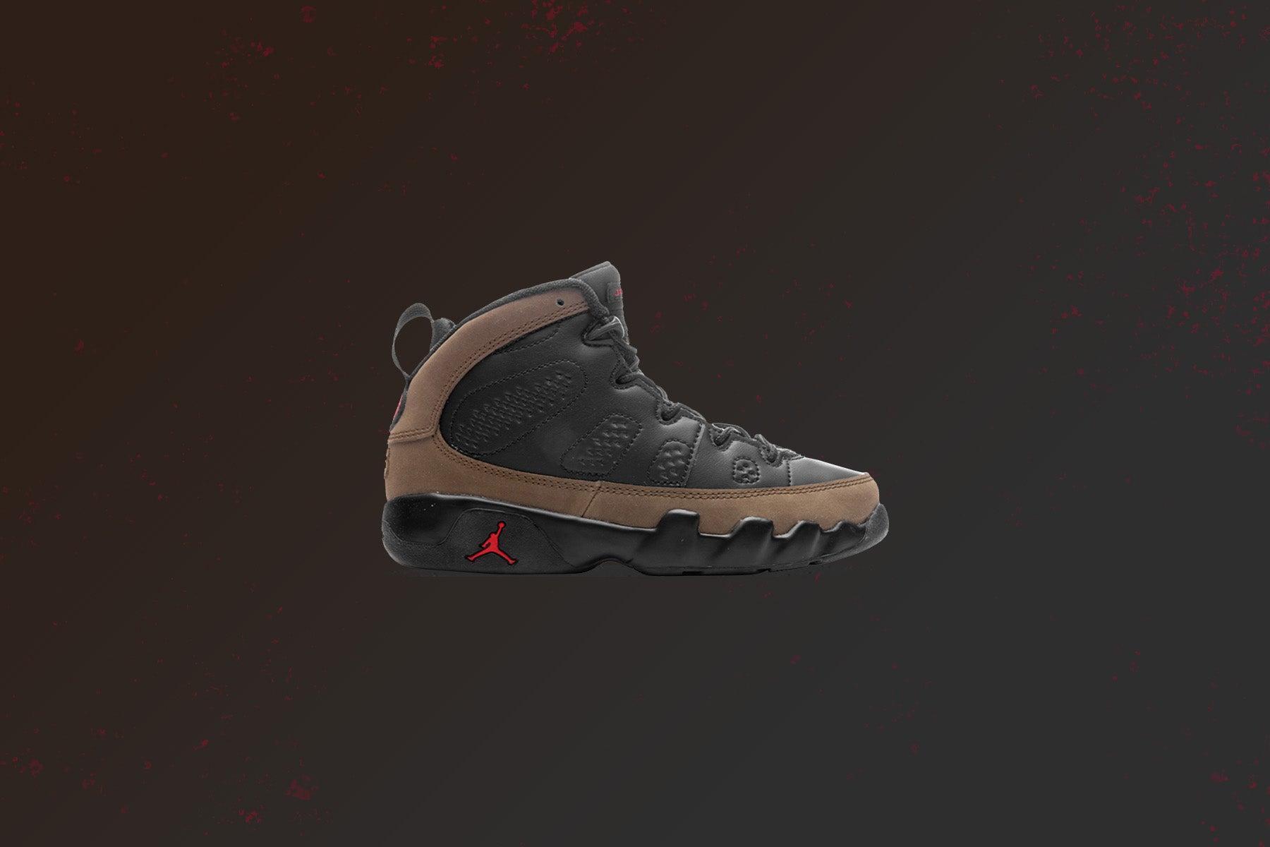 Jordan 9 Retro (PS) - Black/True Red/Light Olive Kids Product Image