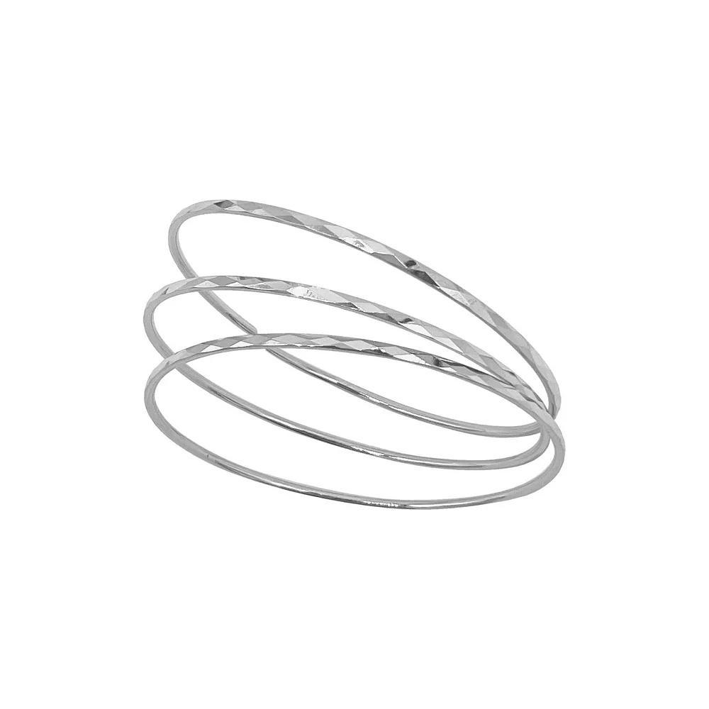 Adornia Set of 3 14k Gold Plated Bangle Bracelets, Womens Silver Tone Product Image