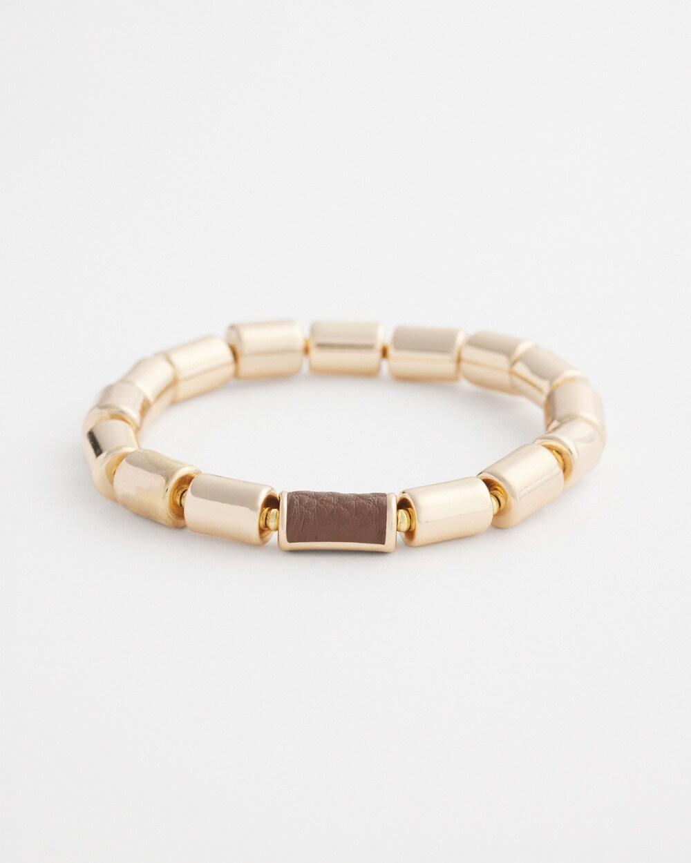 Small Beaded Gold Tone Stretch Bracelet Product Image