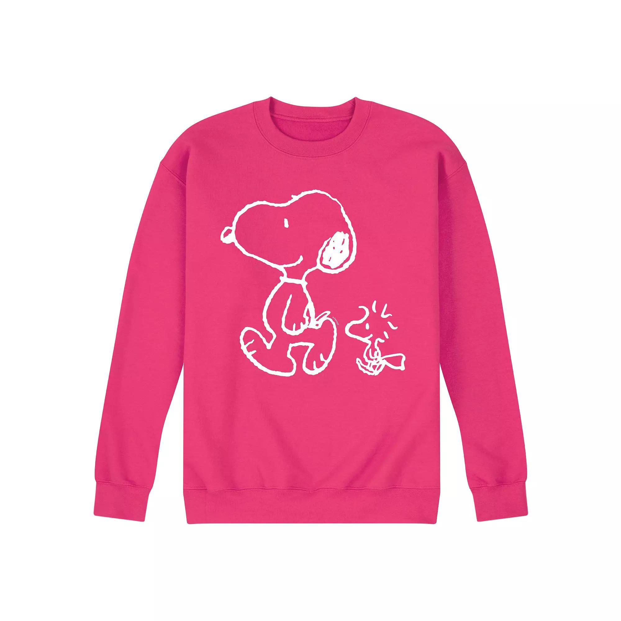 Men's Peanuts Snoopy Woodstock Fleece Sweatshirt, Size: XL, Pink Product Image