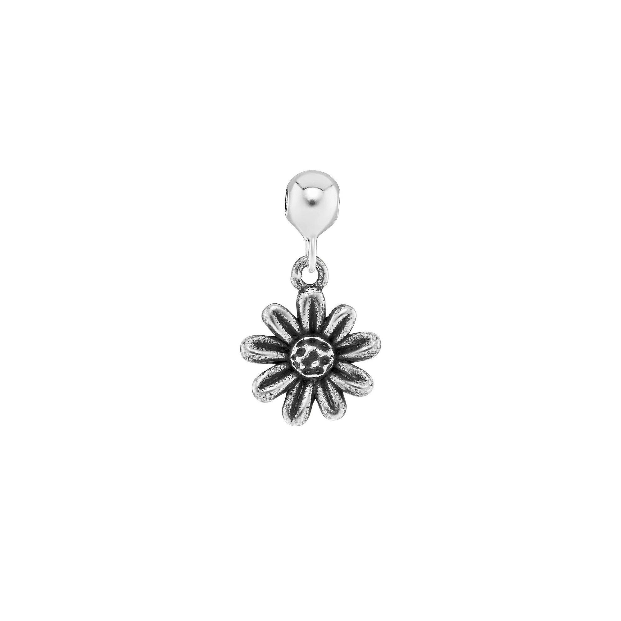 PRIMROSE Sterling Silver Polished Oxidized Flower Sliding Charm, Women's Product Image