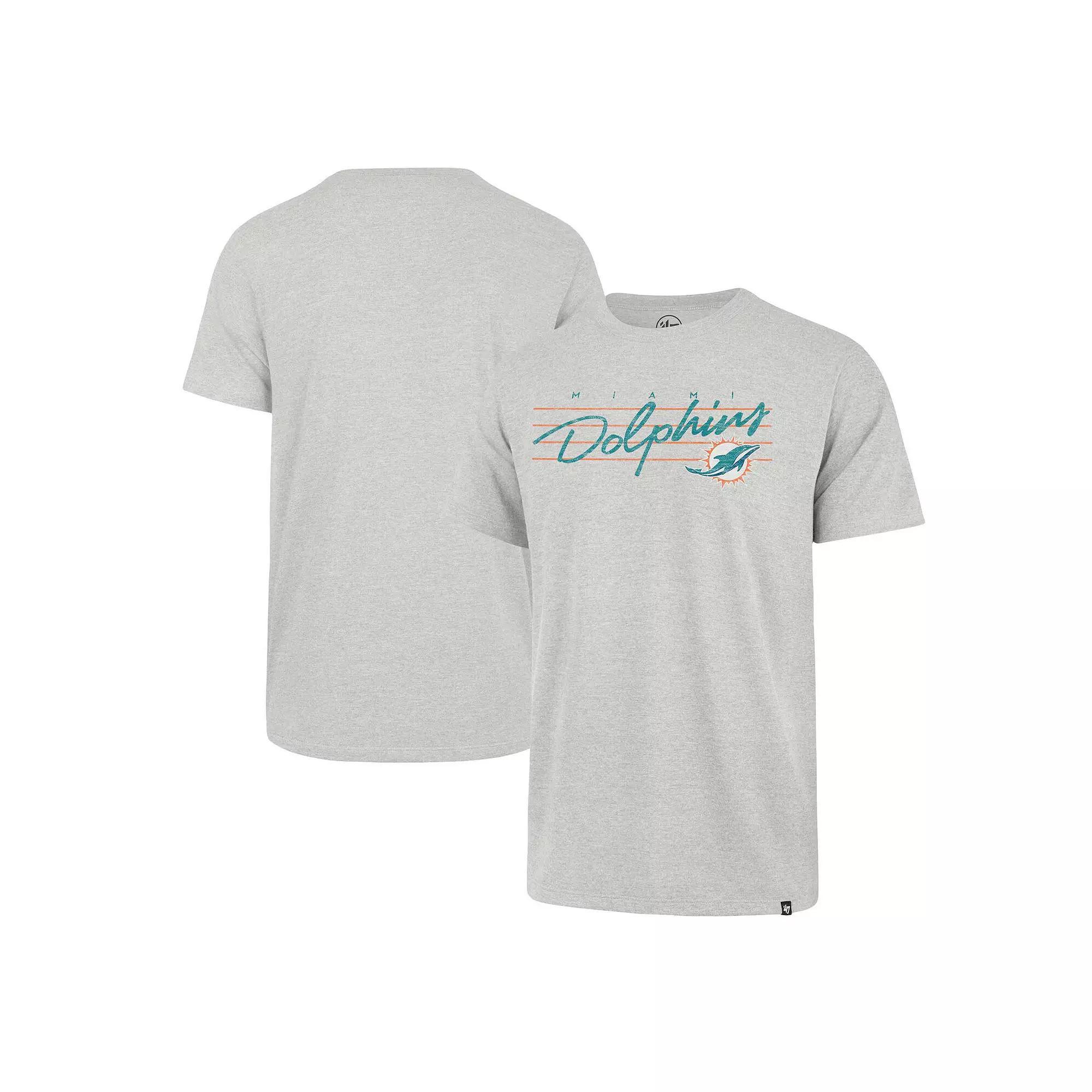 Men's '47 Gray Miami Dolphins Downburst Franklin T-Shirt, Size: 2XL, Grey Product Image