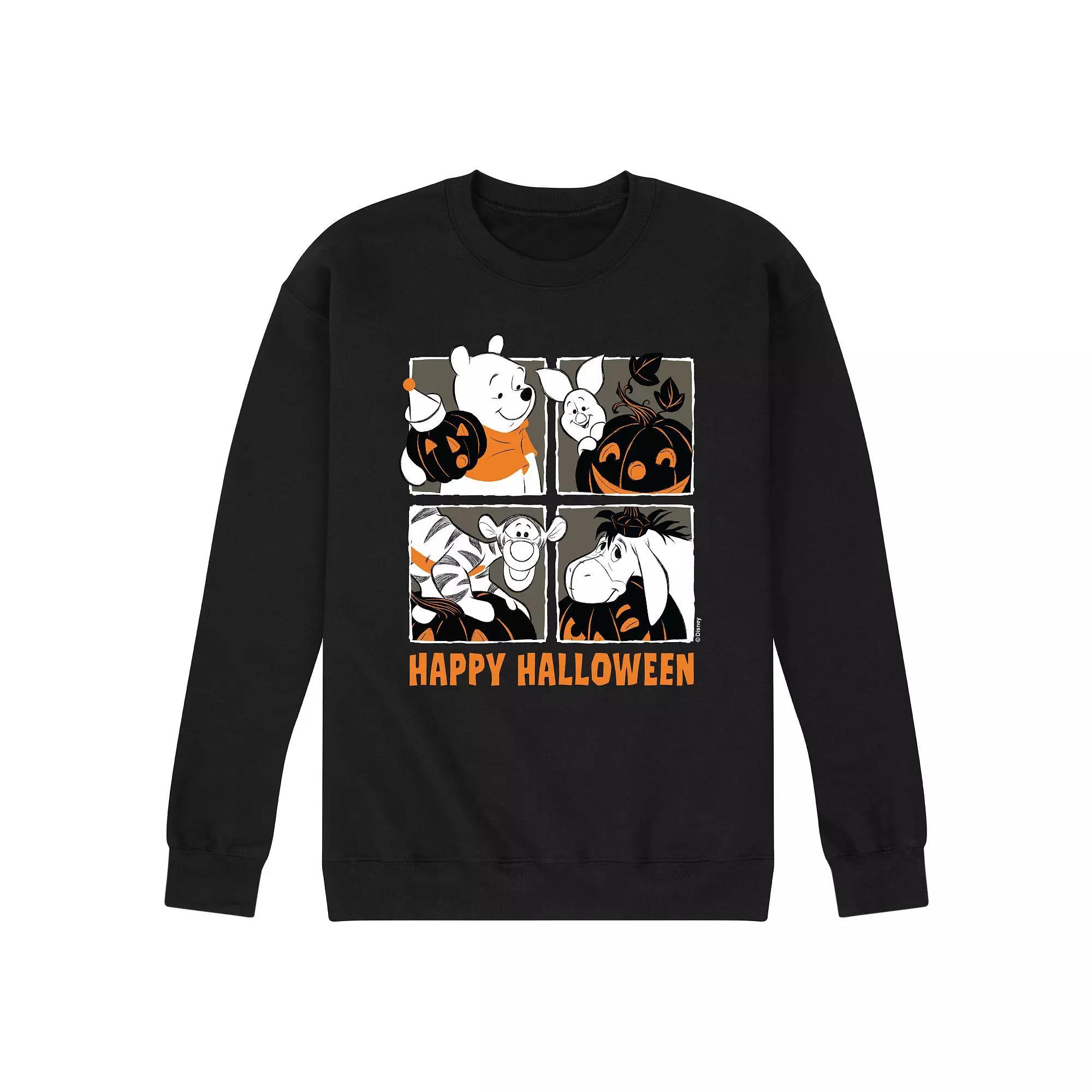 Disney's Winnie the Pooh Men's Happy Halloween Character Grid Long Sleeve Graphic Tee,  Product Image