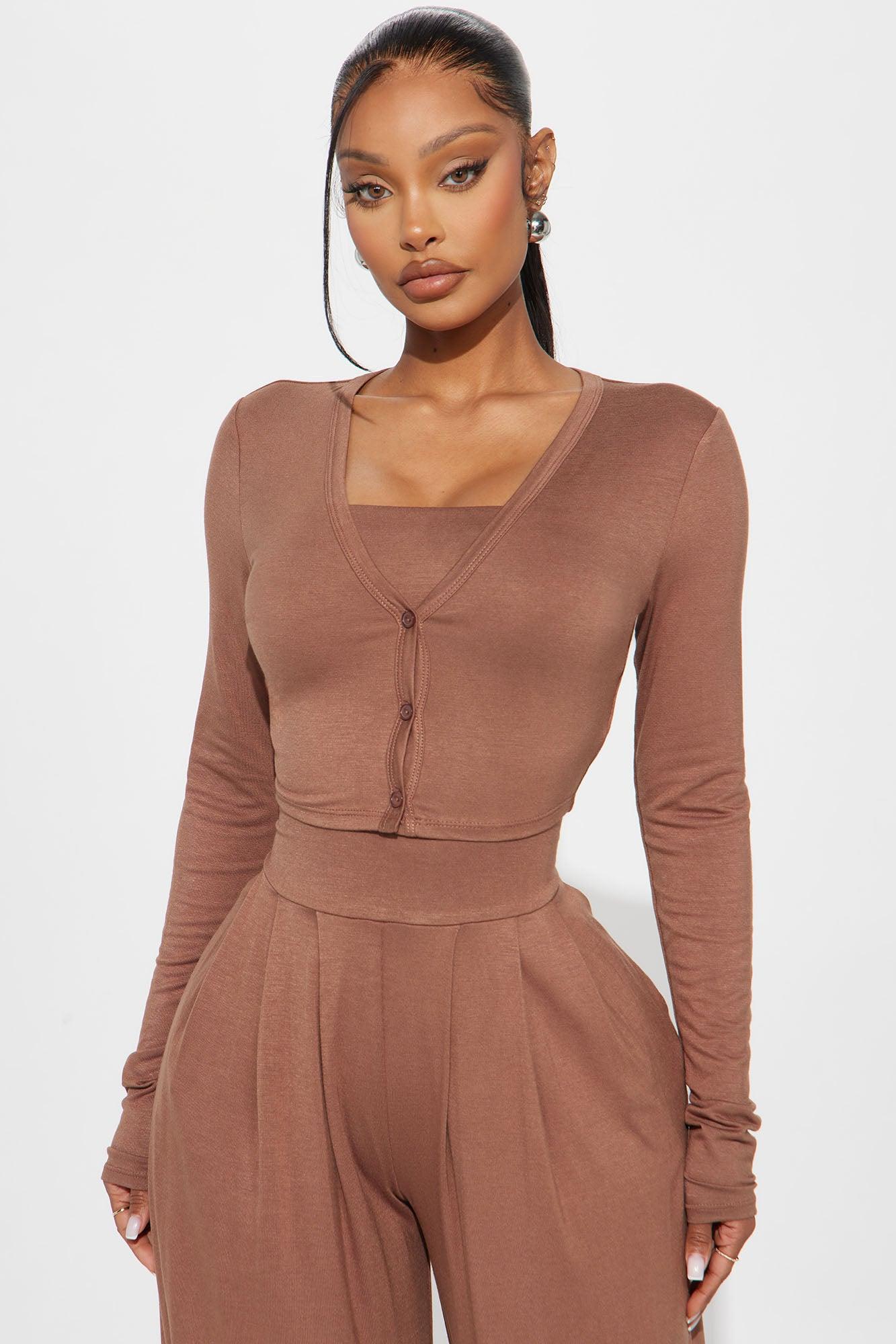 Snuggle Up Jumpsuit Set - Brown Product Image