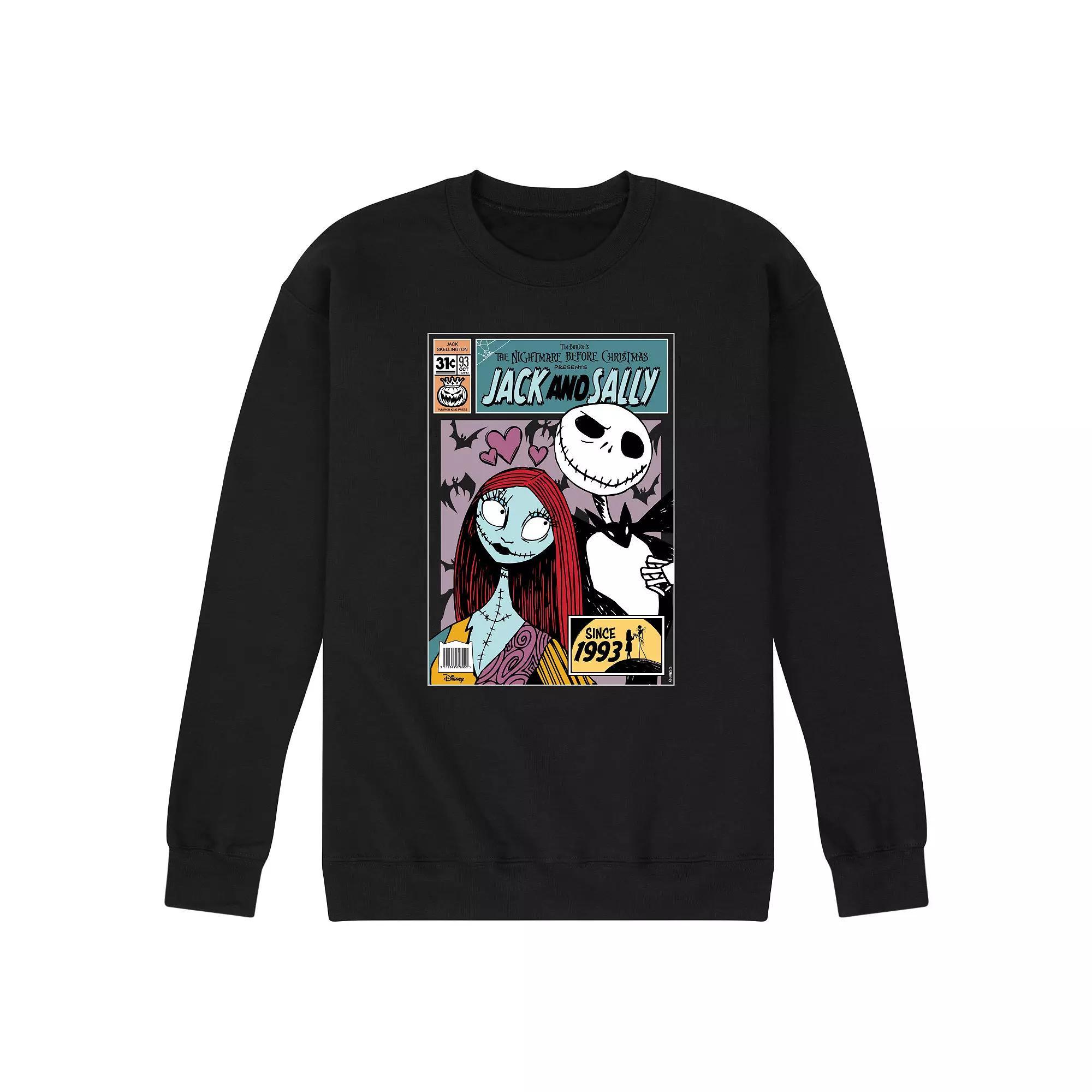 Disney's The Nightmare Before Christmas Jack Skellington & Sally Fleece Sweatshirt, Men's, Size: Large, Black Product Image