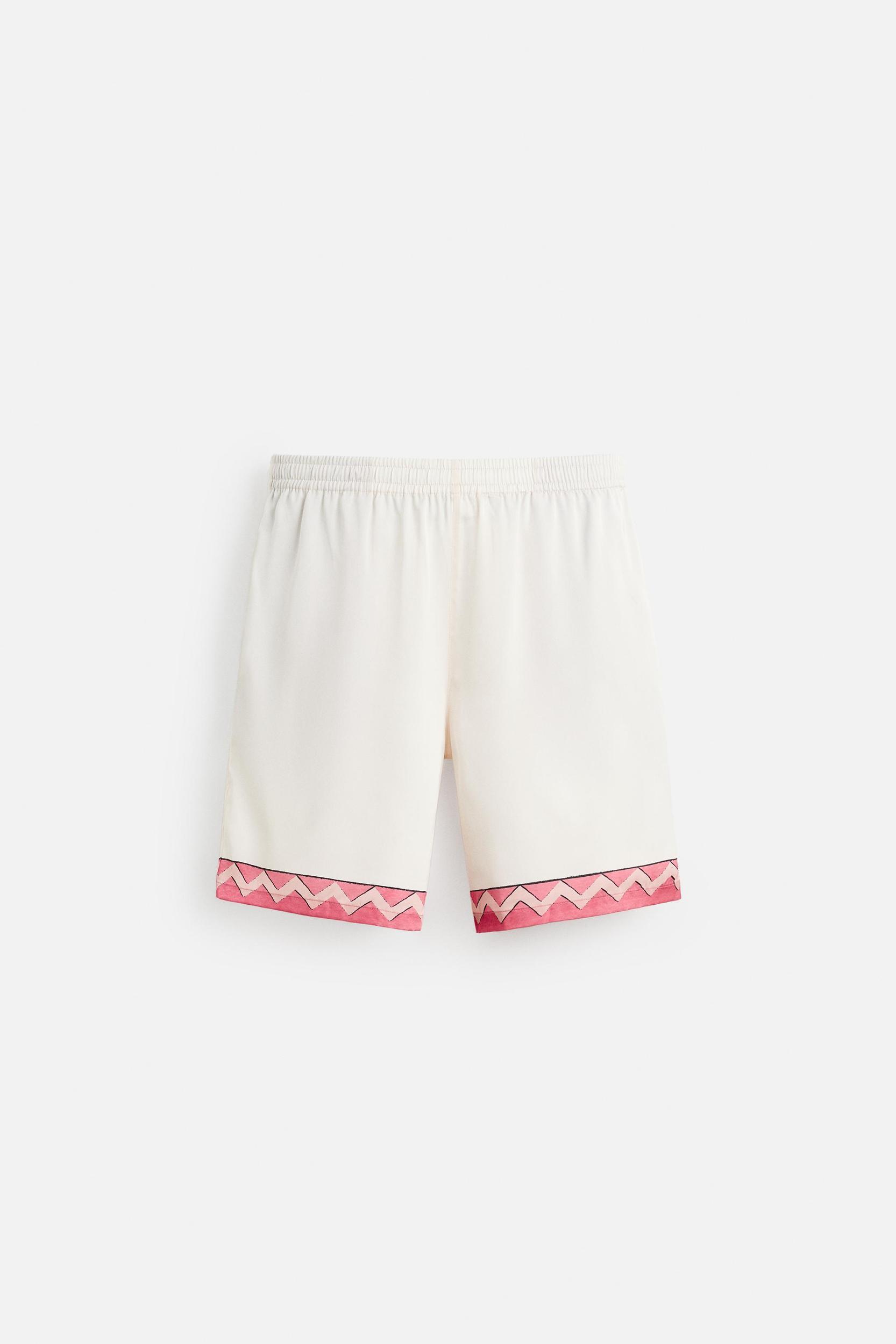 SATIN SHORTS WITH CONTRAST STRIPES Product Image