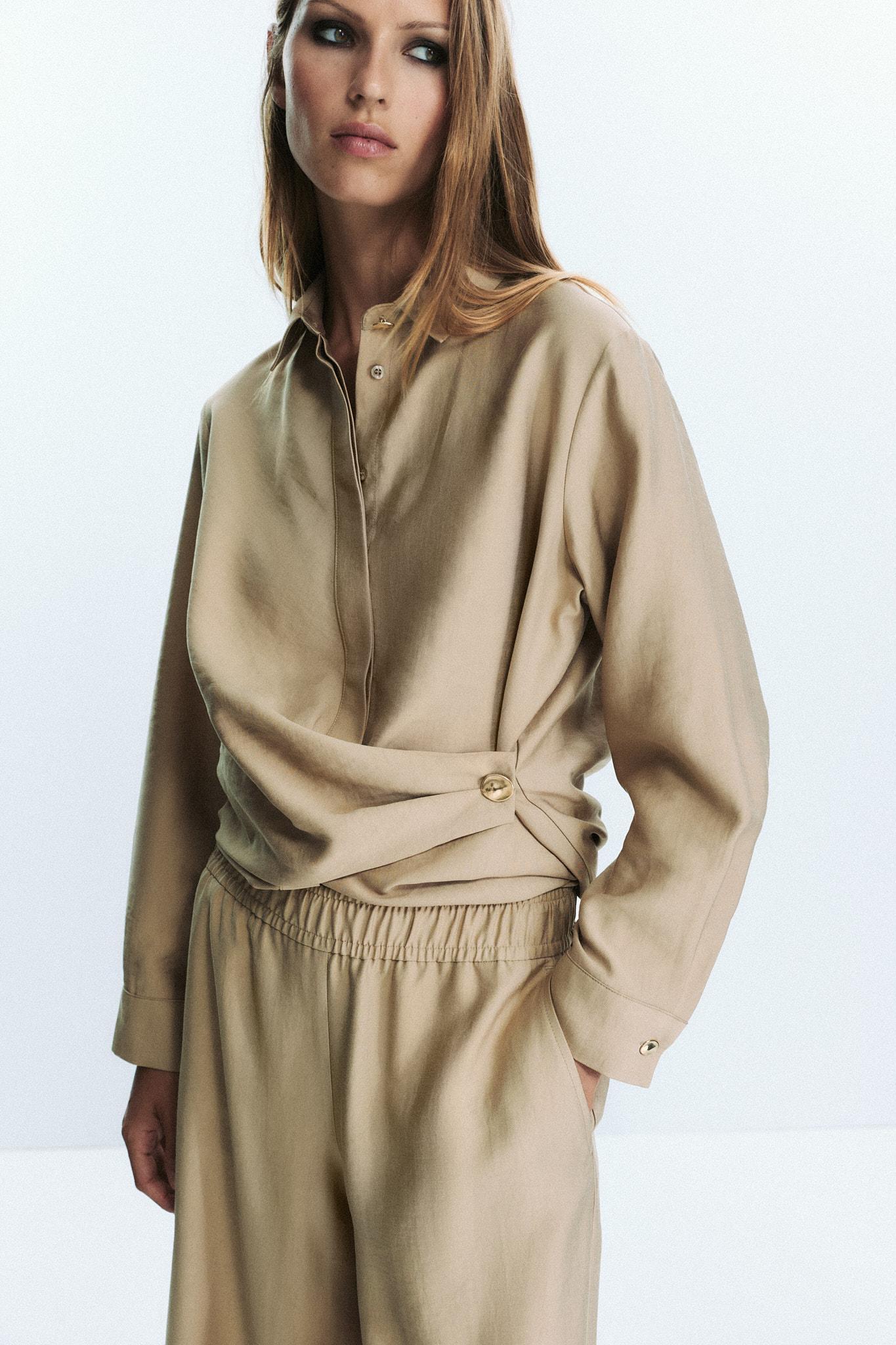 ELASTIC WAIST WIDE LEG PANTS Product Image