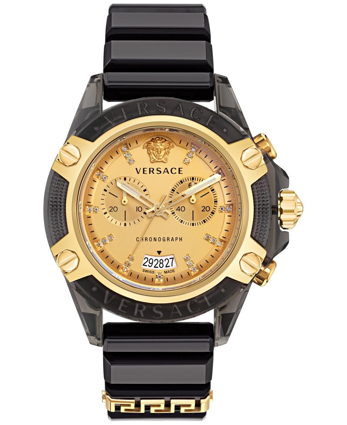 Versace Mens Icon Active Gold Chronograph with Black Silicone Strap Watch Product Image