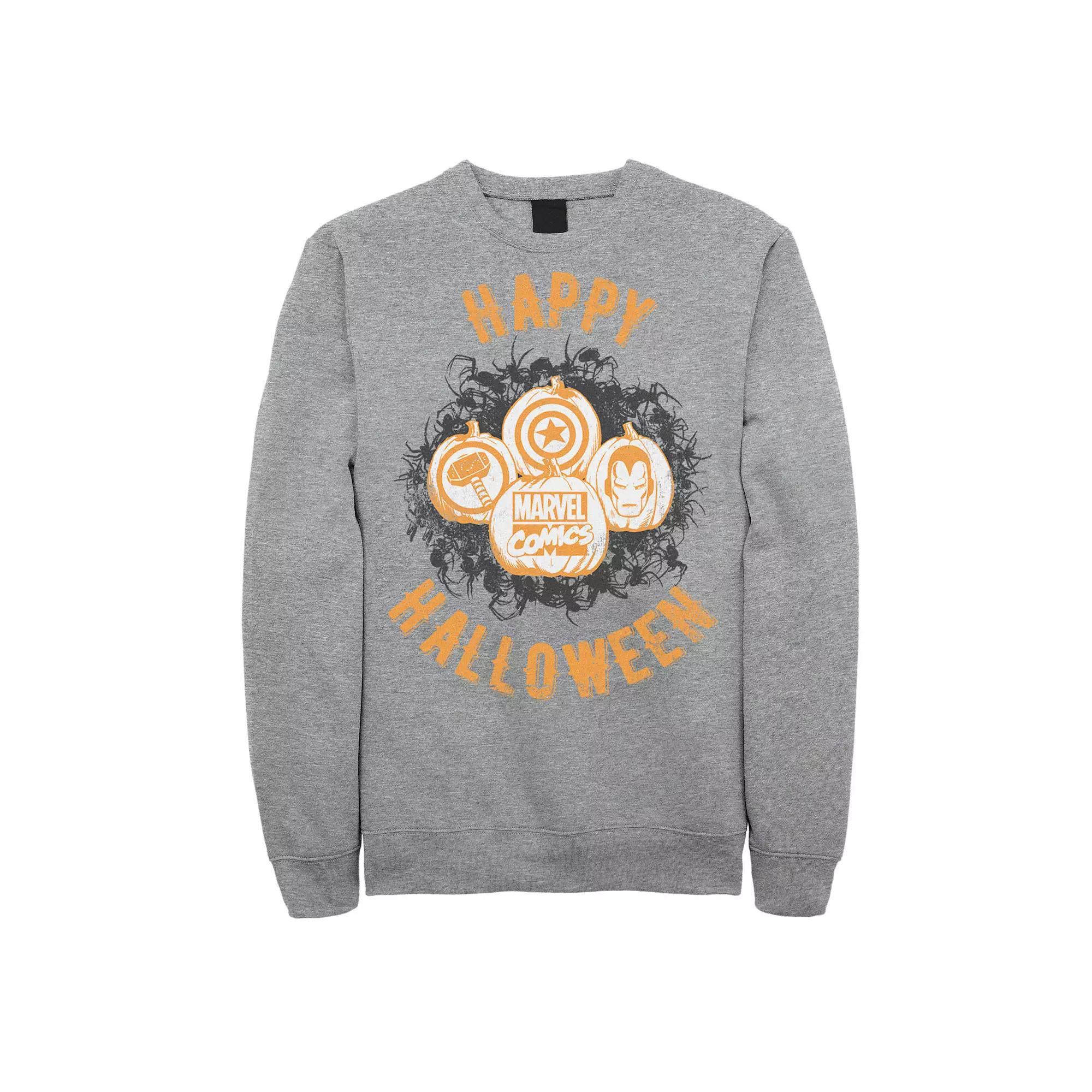 Men's Marvel Avengers Happy Halloween Pumpkins Sweatshirt, Size: XXL, Athletic Grey Product Image