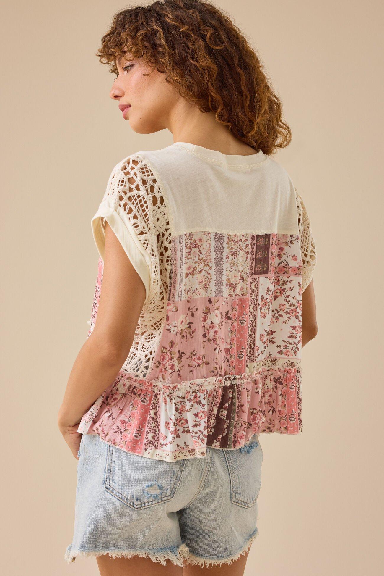 Wisteria Patchwork Crochet Top Product Image