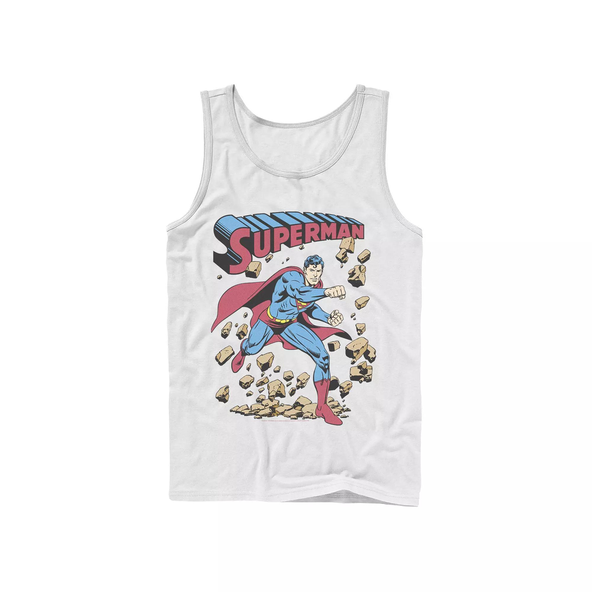Men's DC Comics Superman Smash Rocks Vintage Poster Tank Top,  Product Image